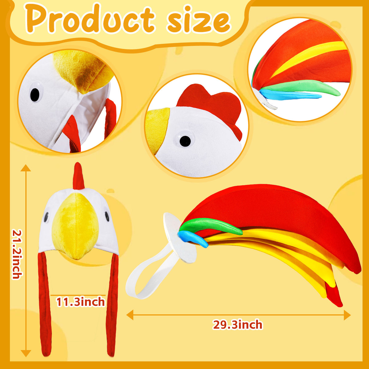 Chicken Costume Set Chicken Hat 2Pcs Rooster Costume Cosplay