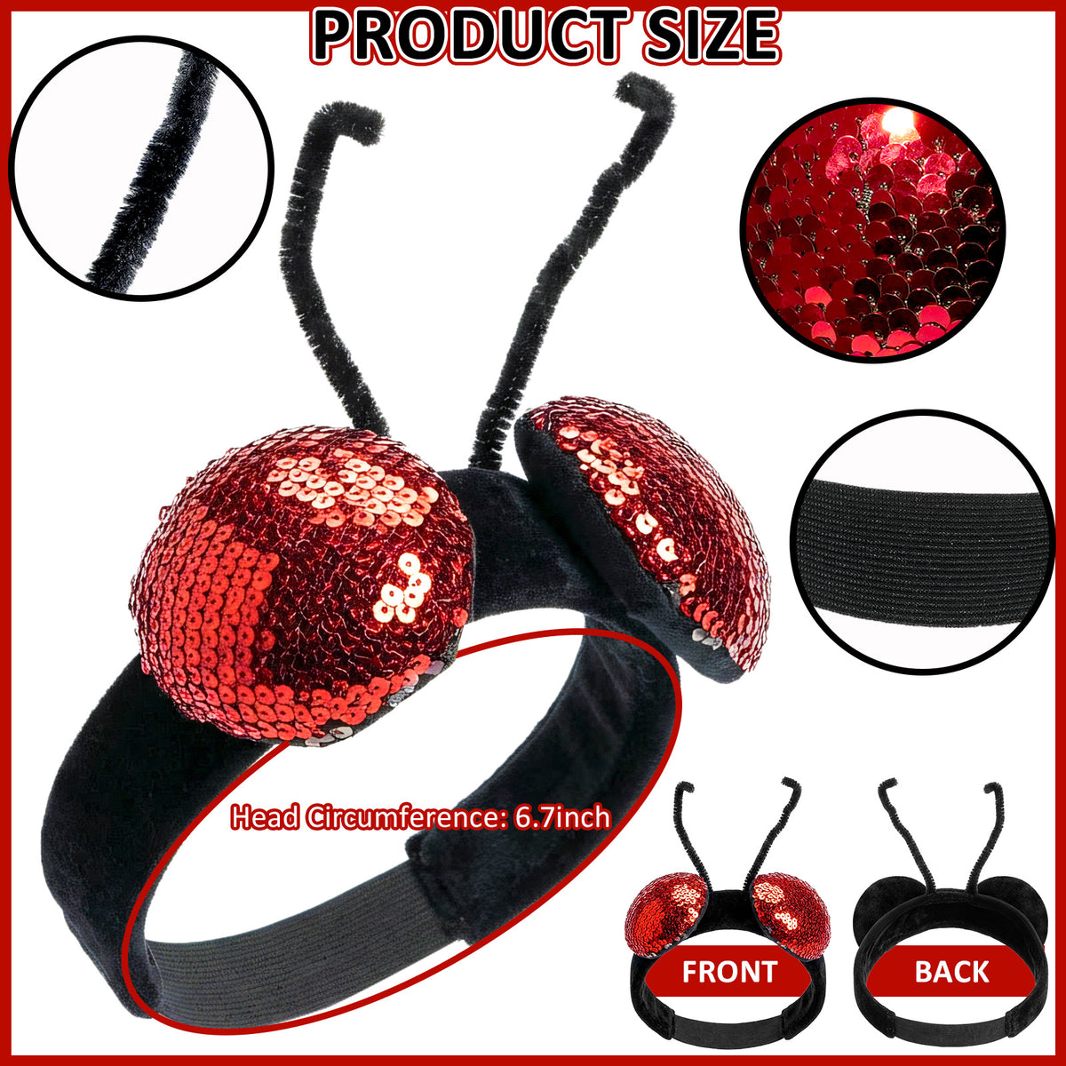 Fly Insect Headband Compound Eyes Sequins Ladybug Mothman Costume