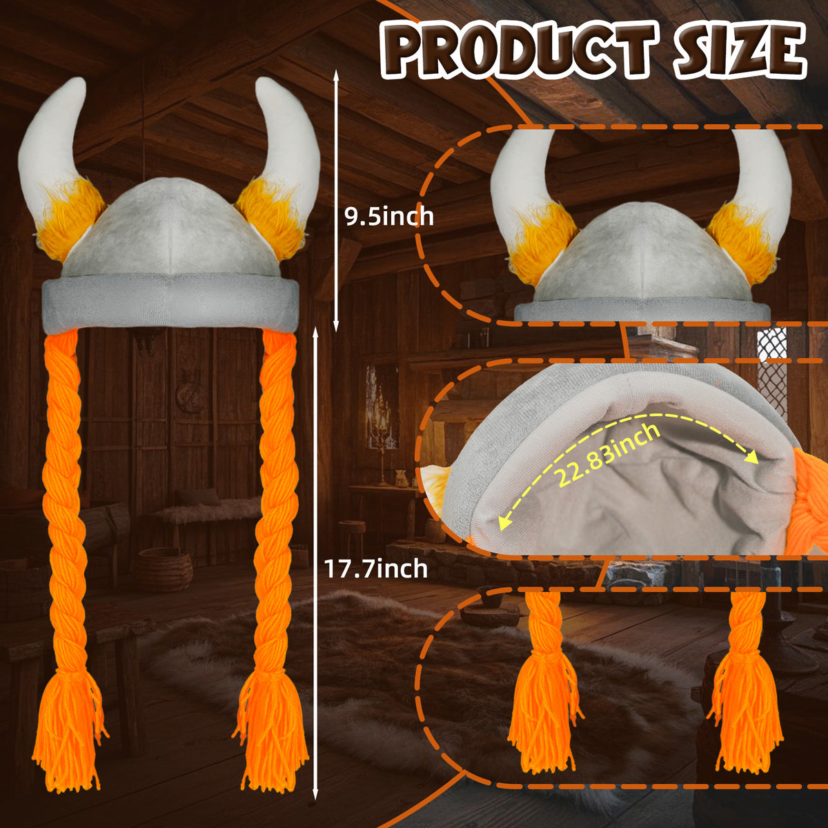Viking Hat Viking Costume Helmet with Horns Warrior Plush Hat