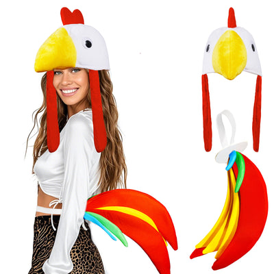 Chicken Costume Set Chicken Hat 2Pcs Rooster Costume Cosplay