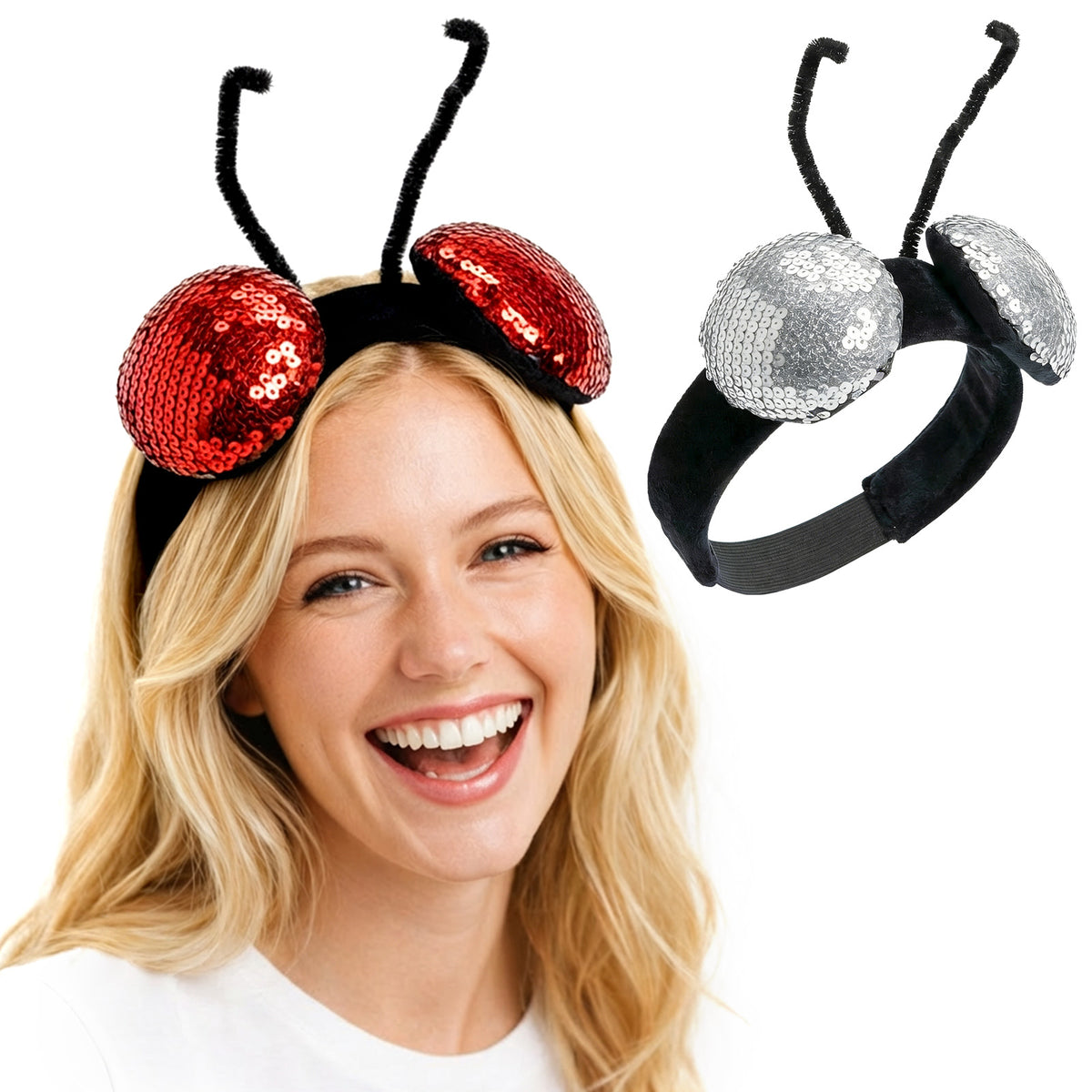 Fly Insect Headband Compound Eyes Sequins Ladybug Mothman Costume