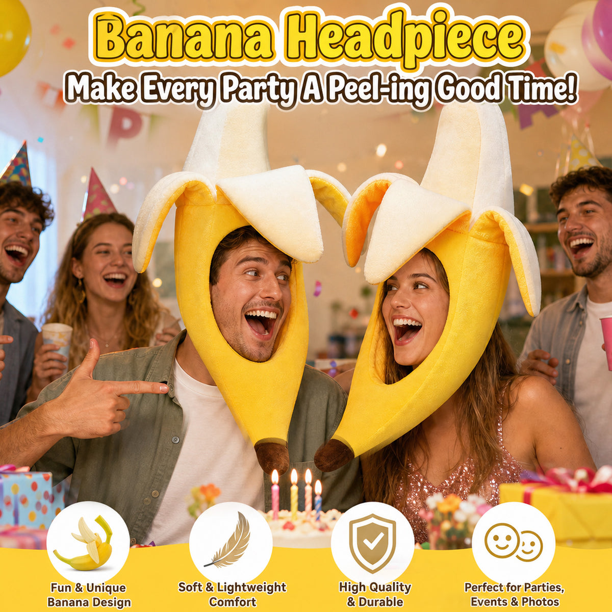 Funny Banana Hat Banana Costume Fruit Costume Dress Up for Party