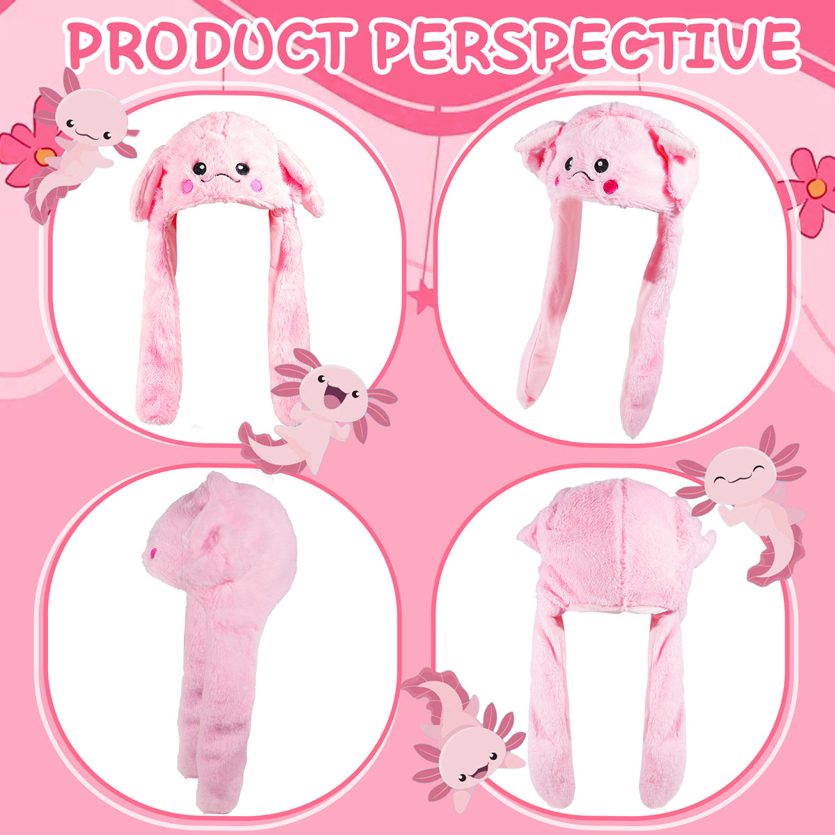 Axolotl Hat Moving Jumping Ear Hat Funny Party Headwear
