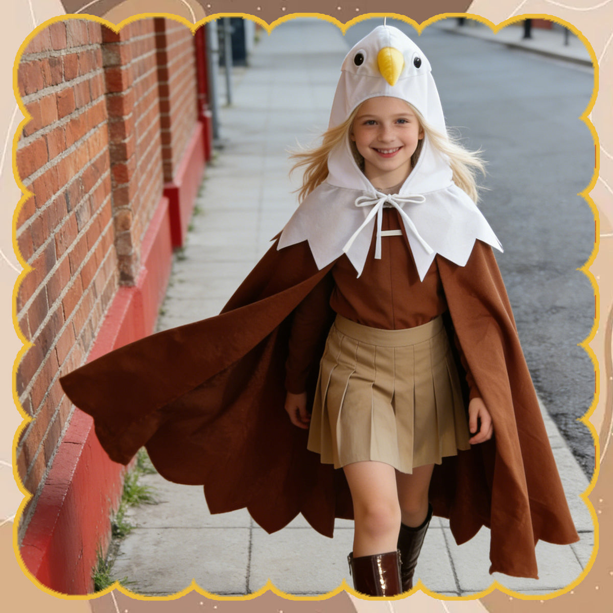 Eagle Cape Bald Eagle Costume Bird Costume with Hood Eagle Hooded Cloak Hawks Cosplay for Party Dress Up