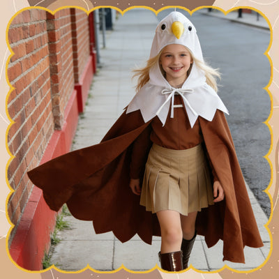 Eagle Cape Bald Eagle Costume Bird Costume with Hood Eagle Hooded Cloak Hawks Cosplay for Party Dress Up