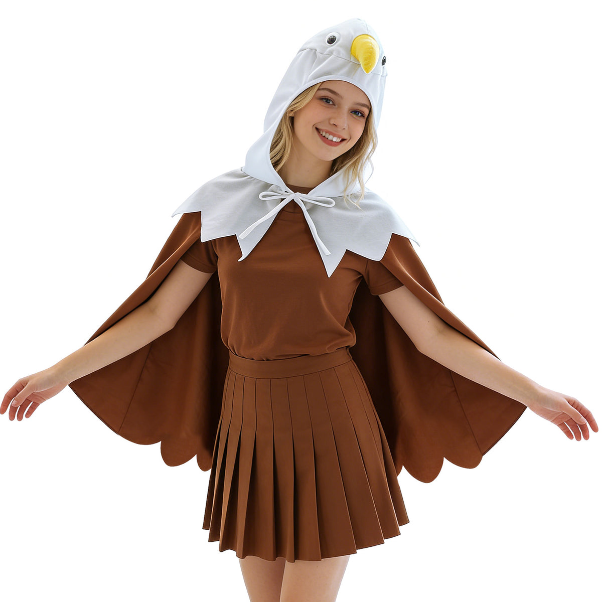 Eagle Cape Bald Eagle Costume Bird Costume with Hood Eagle Hooded Cloak Hawks Cosplay for Party Dress Up