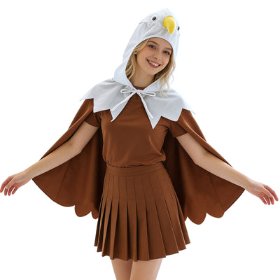 Eagle Cape Bald Eagle Costume Bird Costume with Hood Eagle Hooded Cloak Hawks Cosplay for Party Dress Up