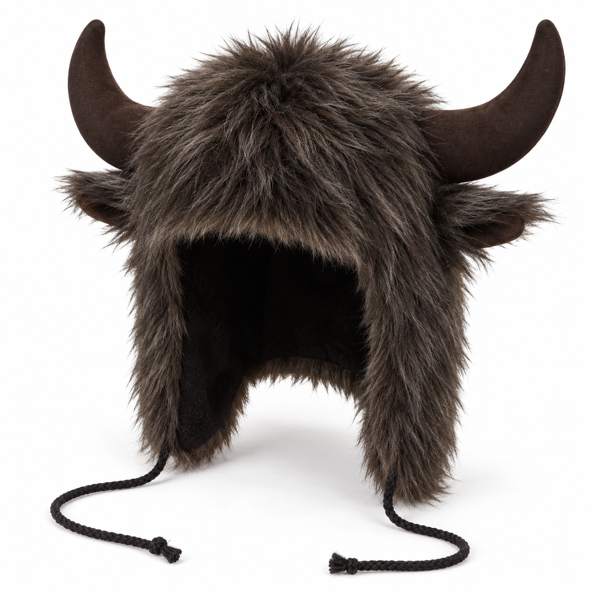 Plush Water Buffalo Hat Furry Winter Costume for Halloween and Parties