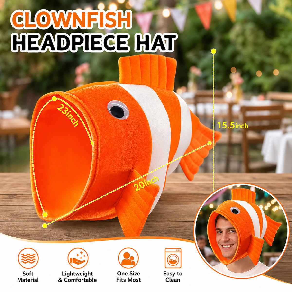 Clown Fish Hat Clownfish Costume Ocean Animal Sea Animal Party Hat