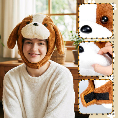 Puppy Floppy Dog Ears Hat Funny Plush Dog Hat for Halloween Adults