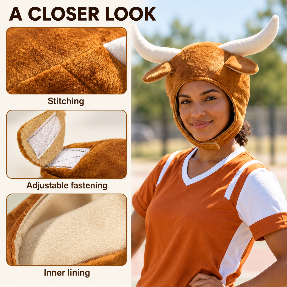 Longhorn Plush Hat Texas Game Day Costume Funny Animal Party Hat