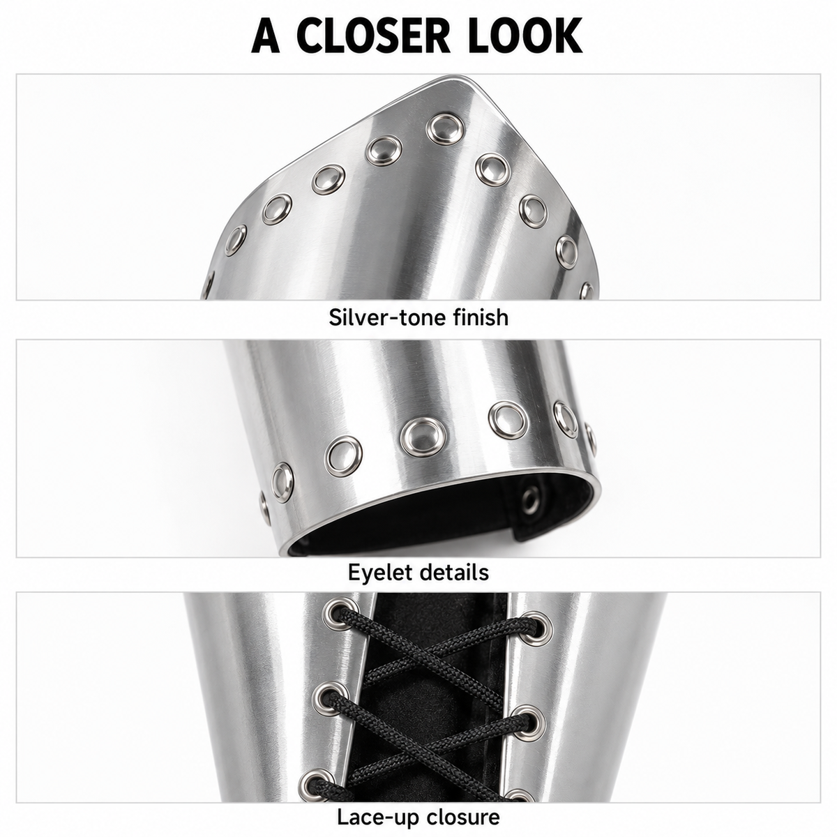 Medieval Arm Bracers Silver Knight Armor Cuff Viking Costume Accessories