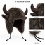 Plush Water Buffalo Hat Furry Winter Costume for Halloween and Parties