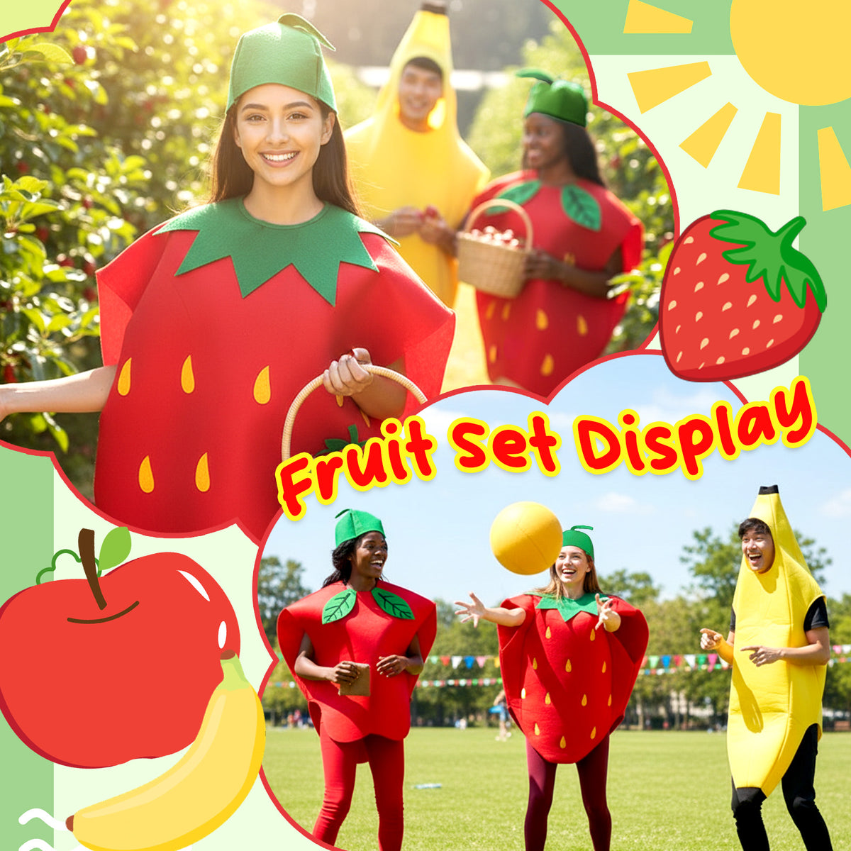 Fruit Costume Set Vegetable Costume Funny Food Outfit for Party Dress Up