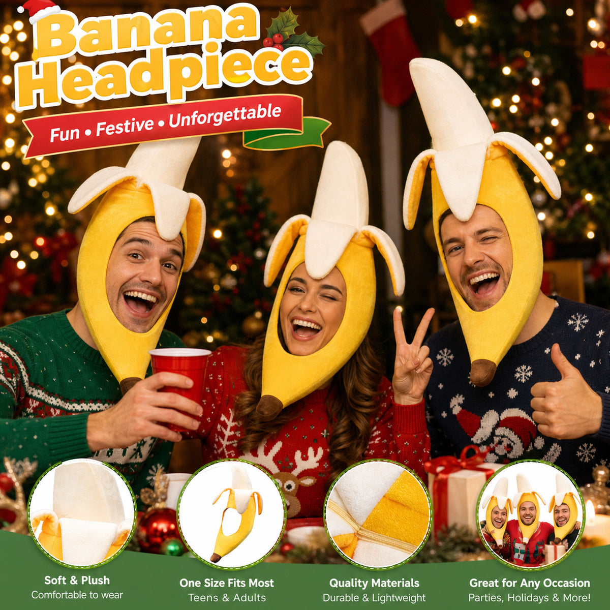 Funny Banana Hat Banana Costume Fruit Costume Dress Up for Party