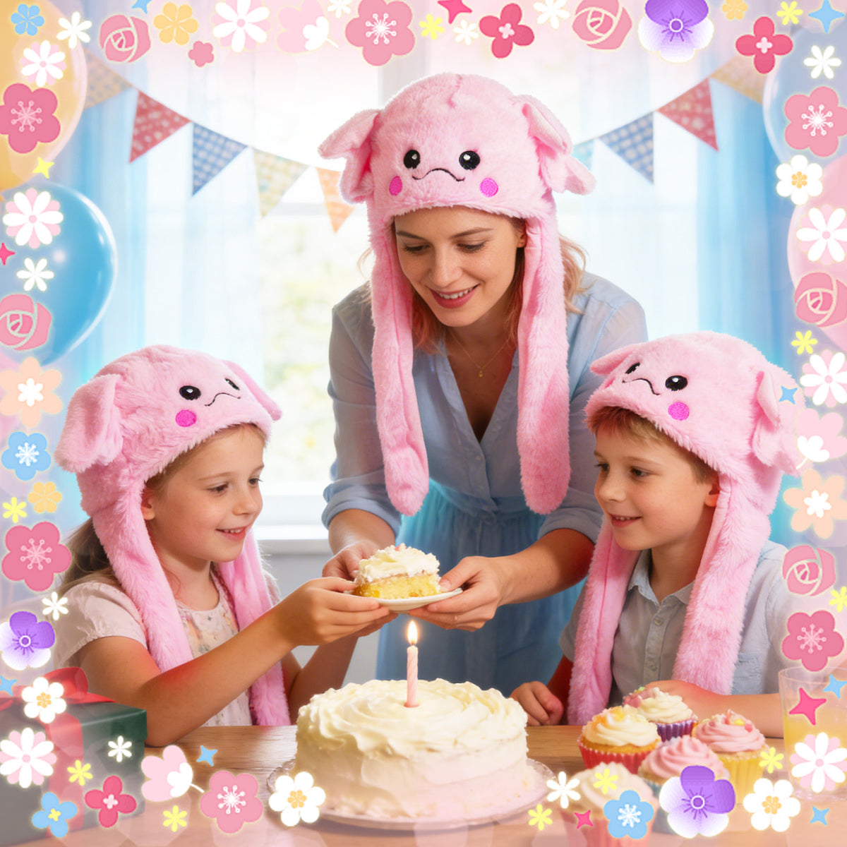 Axolotl Hat Moving Jumping Ear Hat Funny Party Headwear